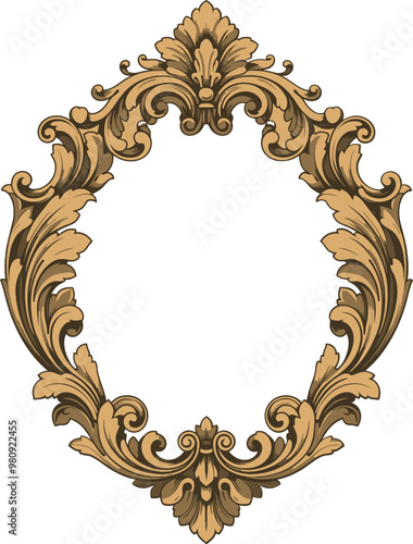 중세시대 바로크 장식 프레임 일러스트레이션
