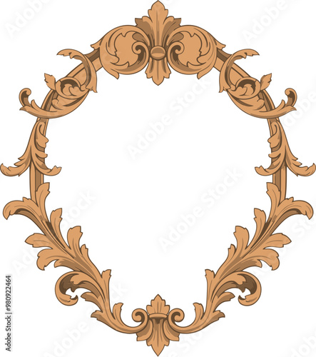 중세시대 바로크 장식 프레임 일러스트레이션