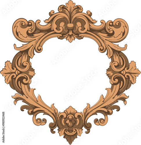 중세시대 바로크 장식 프레임 일러스트레이션