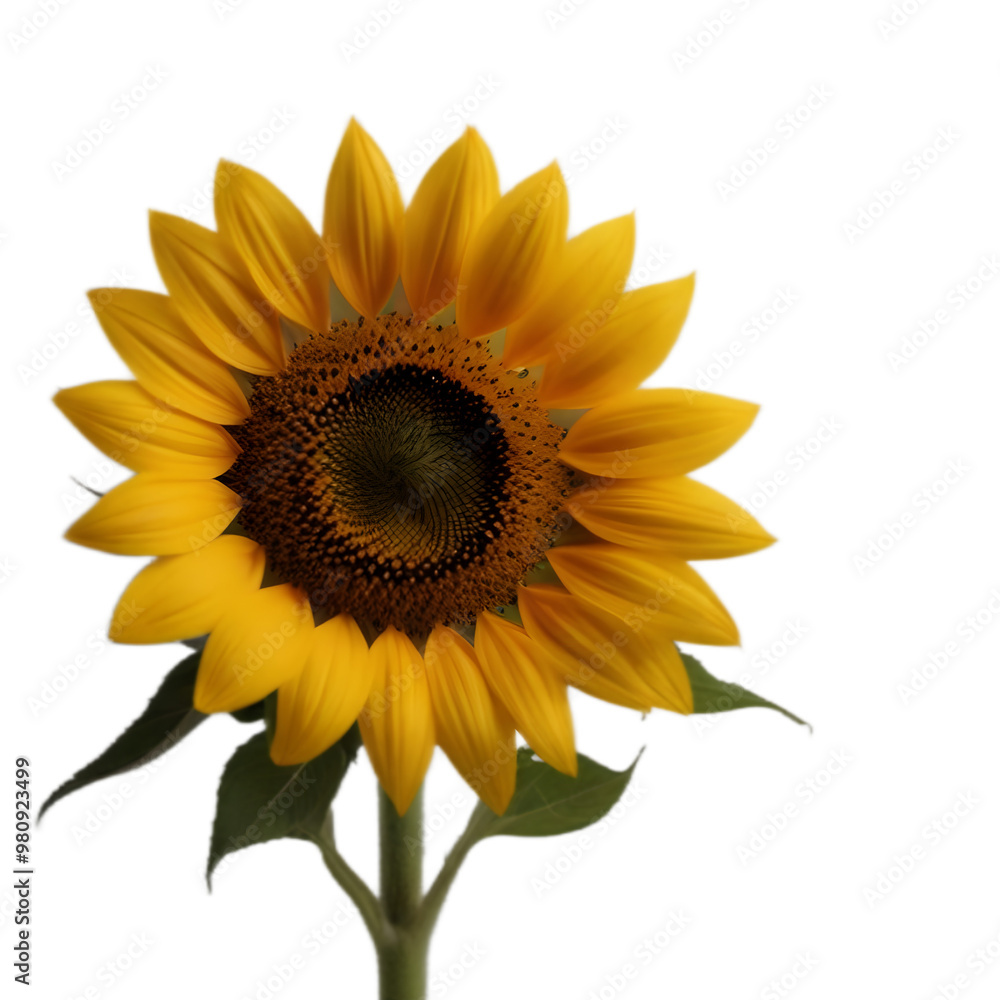 Fototapeta premium one sunflower isolated on transparent background