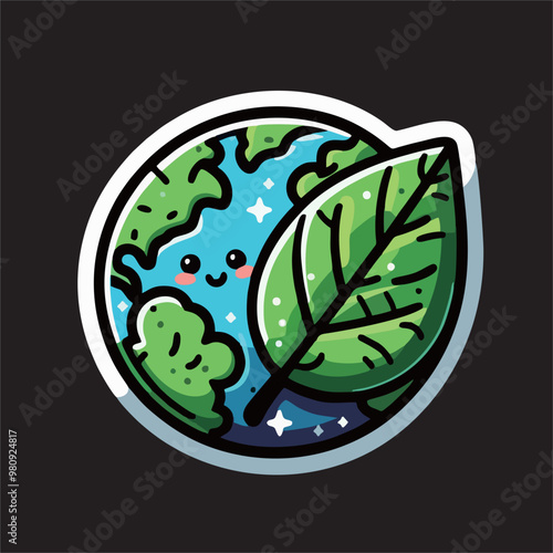 Vector illustration of the earth carrying out a reforestation movement