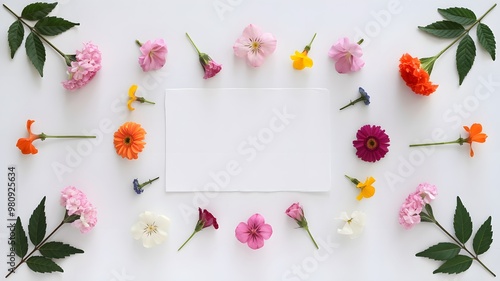 Floral Frame with Blank Paper