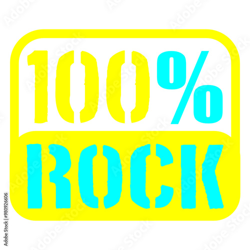 100 % Percent Rock Heavy Metal Music Text Logo Design Lover Art Vector Illustration Card T-Shirt Poster Sticker Graphic Print Decorative Drawing Isolated Logo Decoration Symbol Creative Cool Style
