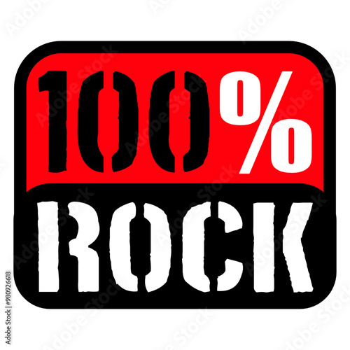 100 % Percent Rock Heavy Metal Music Text Logo Design Lover Art Vector Illustration Card T-Shirt Poster Sticker Graphic Print Decorative Drawing Isolated Logo Decoration Symbol Creative Cool Style
