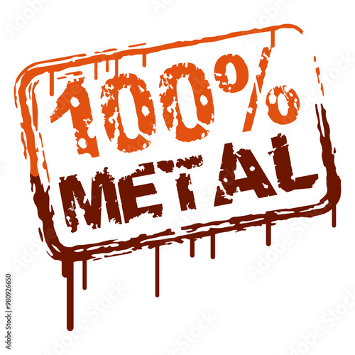 100 % Percent Rock Heavy Metal Music Text Logo Design Lover Art Vector Illustration Card T-Shirt Poster Sticker Graphic Print Decorative Drawing Isolated Logo Decoration Symbol Creative Cool Style
