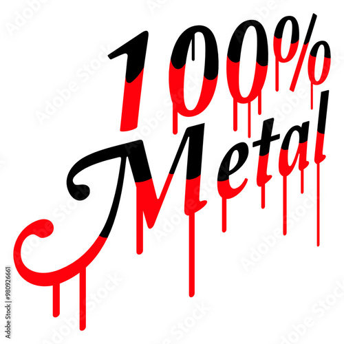100 % Percent Rock Heavy Metal Music Text Logo Design Lover Art Vector Illustration Card T-Shirt Poster Sticker Graphic Print Decorative Drawing Isolated Logo Decoration Symbol Creative Cool Style
