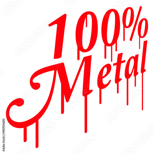 100 % Percent Rock Heavy Metal Music Text Logo Design Lover Art Vector Illustration Card T-Shirt Poster Sticker Graphic Print Decorative Drawing Isolated Logo Decoration Symbol Creative Cool Style
