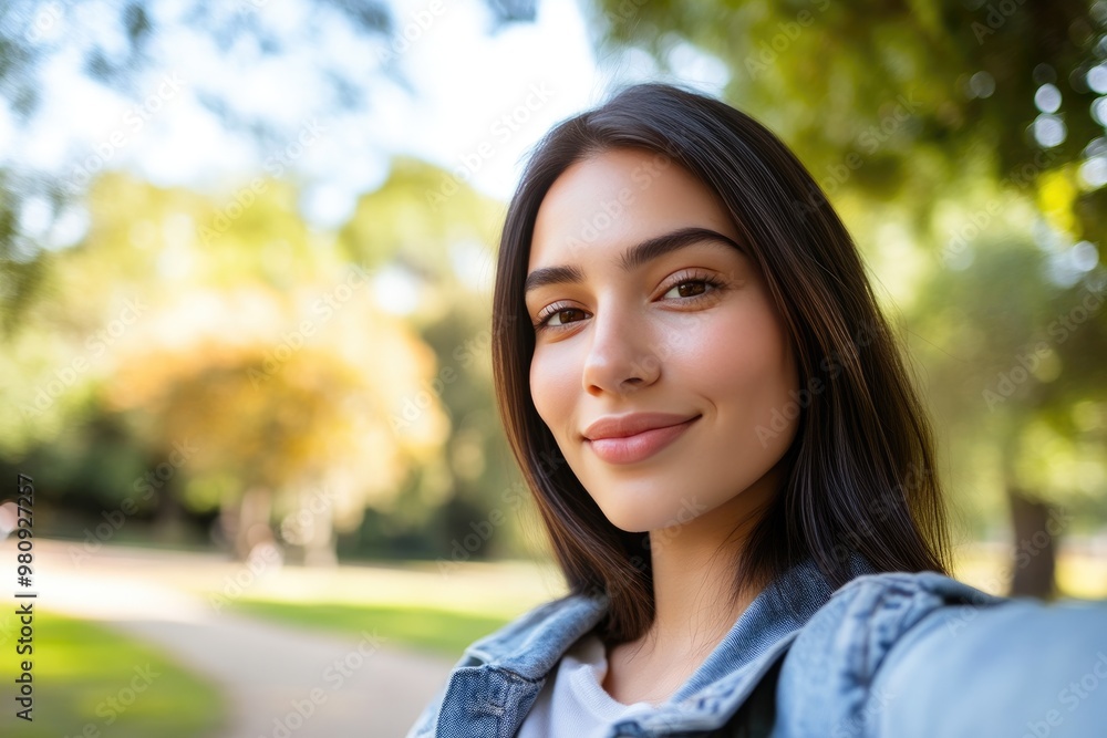 Portrait of Tranquility: Woman Captured in a Park Setting Portrait of Tranquility: Woman Captured in a Park Setting