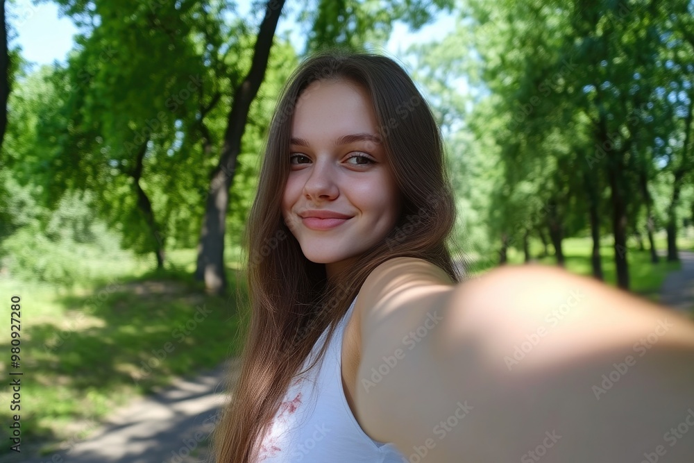 Capturing Calm: Woman's Close-Up in a Serene Park Capturing Calm: Woman's Close-Up in a Serene Park