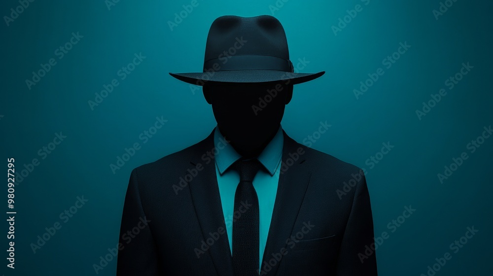 A man in a suit and hat is standing in front of a blue background A man in a suit and hat is standing in front of a blue background