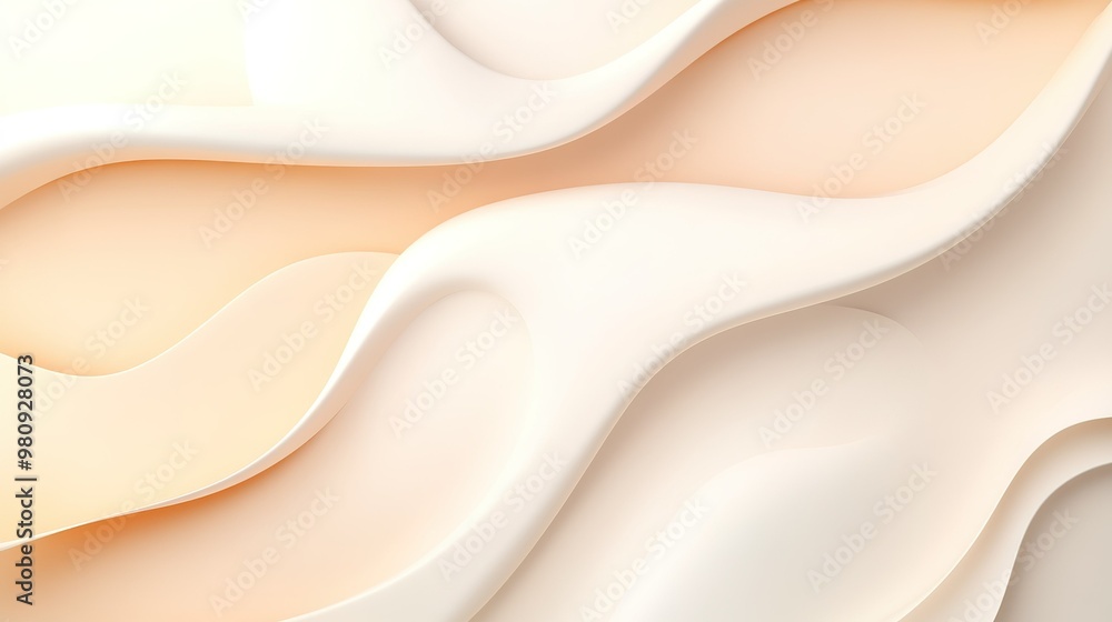 Obraz premium Abstract wave patterns in soft beige and cream colors creating an elegant background for design purposes