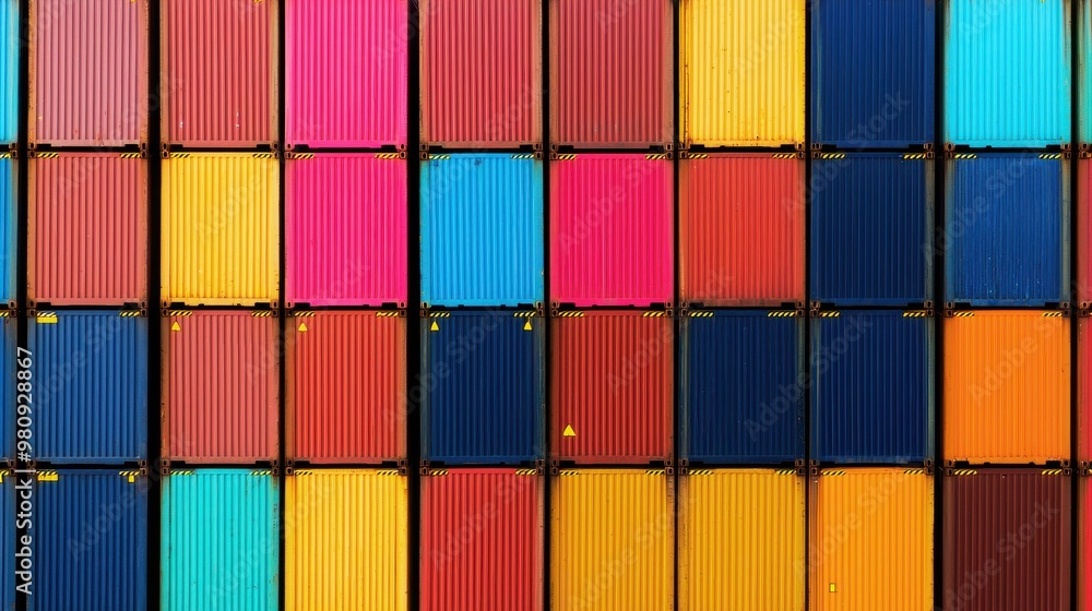 Colorful Shipping Containers in a Grid Arrangement Colorful Shipping Containers in a Grid Arrangement