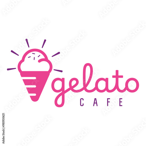 ice cream cafe flat minimalist design logo