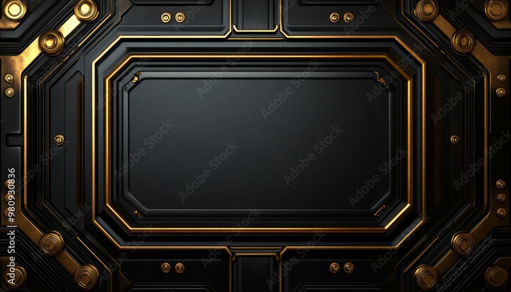 Black and Gold Geometric Panel with a Blank Center Black and Gold Geometric Panel with a Blank Center
