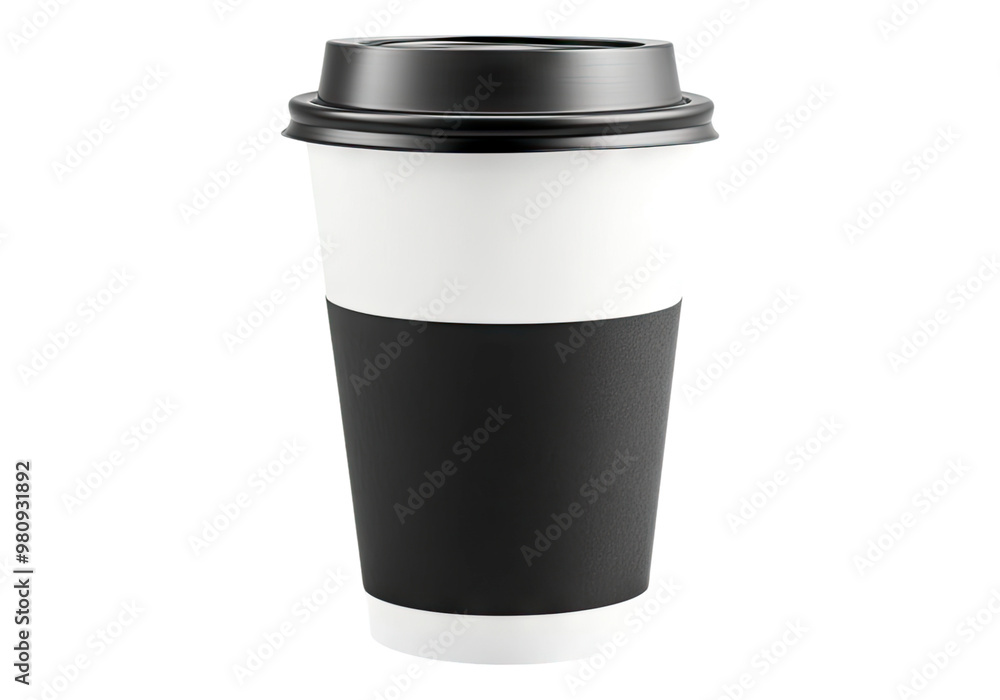 Blank black and white disposable cup. Transparent background, Isolated PNG. Blank black and white disposable cup. Transparent background, Isolated PNG.