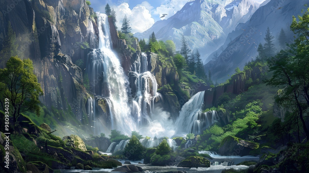 The natural beauty of a waterfall is enhanced by its surroundings. The natural beauty of a waterfall is enhanced by its surroundings.