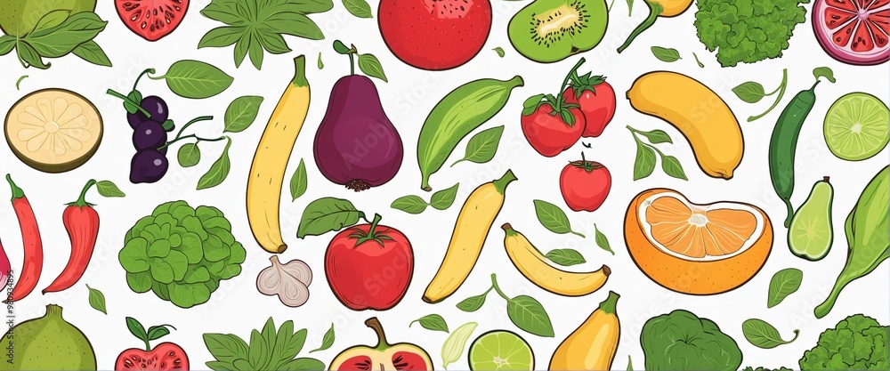 Obraz premium fruit banner illustration on white