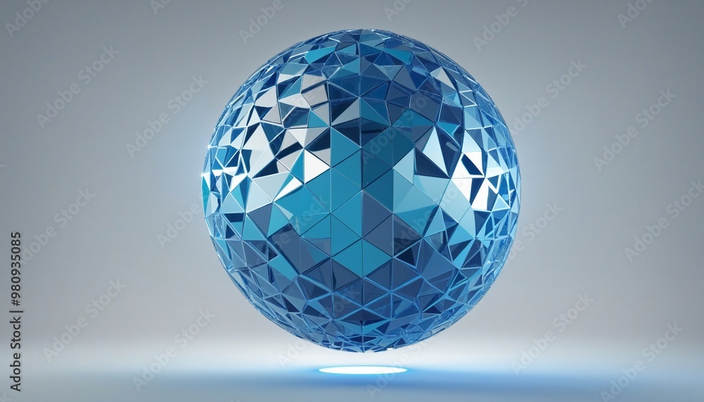 Geometric background design with blue abstract sphere, illustration Geometric background design with blue abstract sphere, illustration