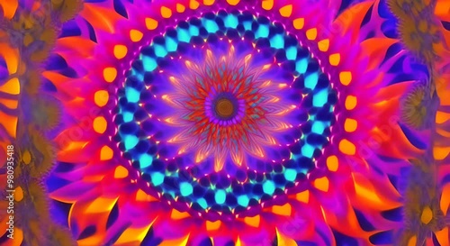 3D kaleidoscope mandala abstract background of trippy art psychedelic trance to open third eye with visuals energy chakra futuristic audiovisual vj seamless loop psychedelic moving energy background 4