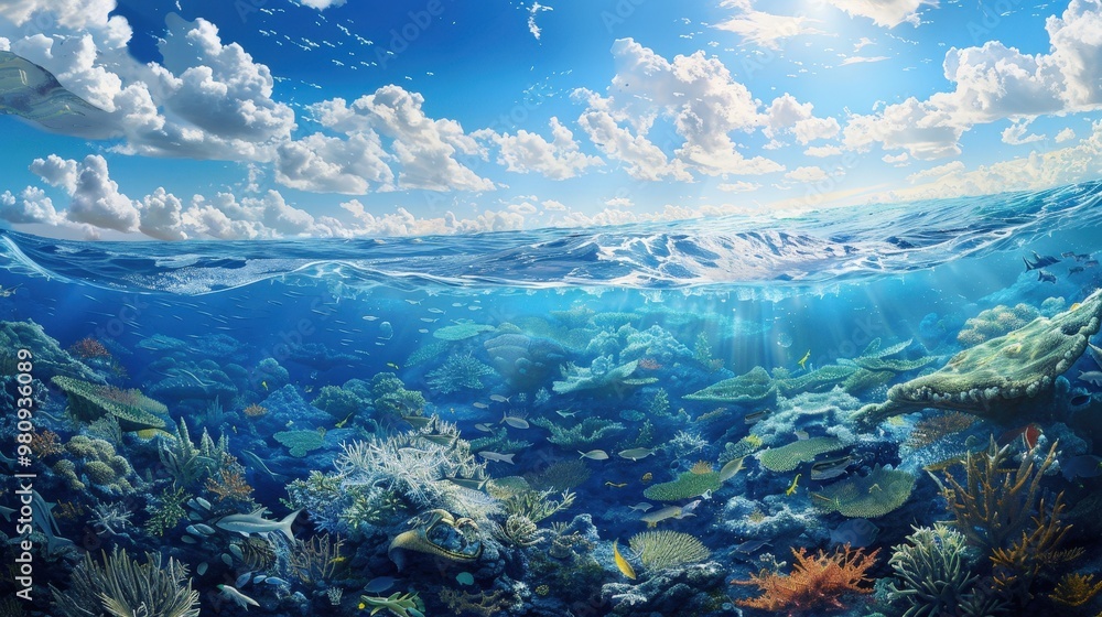 The ocean's vast expanse acts as a global conveyor belt, transporting heat and nutrients across different regions The ocean's vast expanse acts as a global conveyor belt, transporting heat and nutrients across different regions