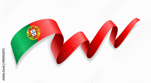 Portuguese flag wavy abstract background. Vector illustration.