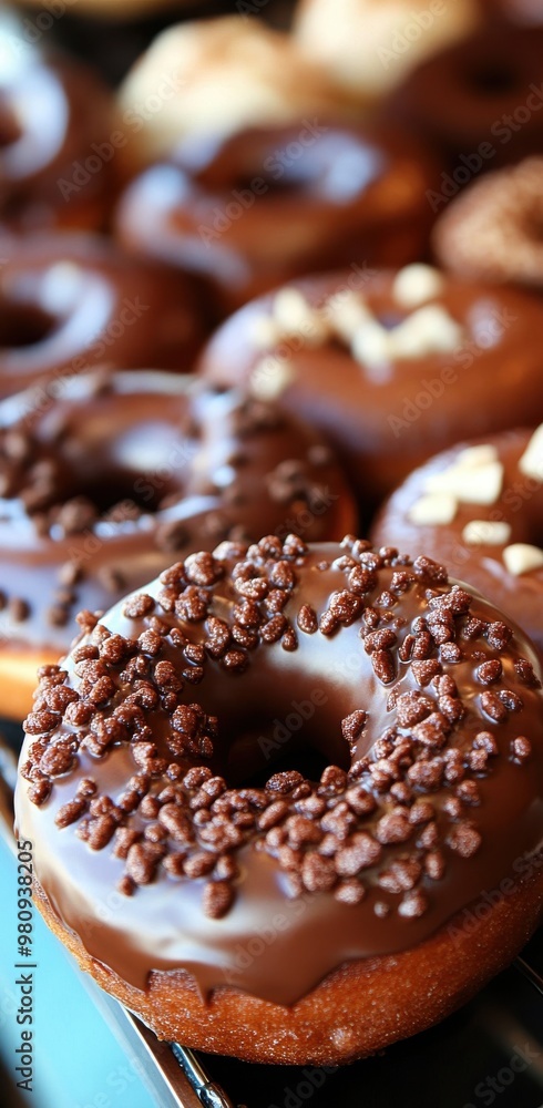 Freshly Baked Chocolate Donut with Sprinkles Freshly Baked Chocolate Donut with Sprinkles