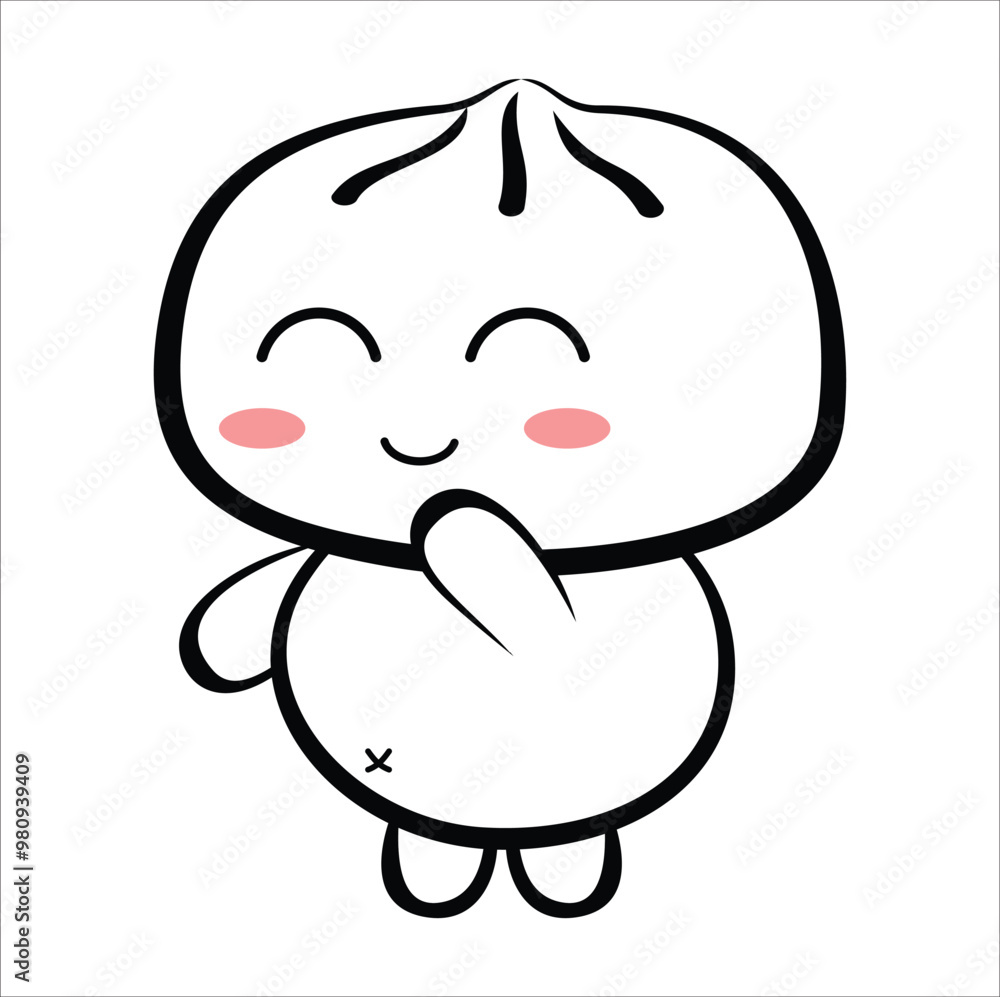 cute cartoon steamed bun illustration vector line art. Eps 10 cute cartoon steamed bun illustration vector line art. Eps 10