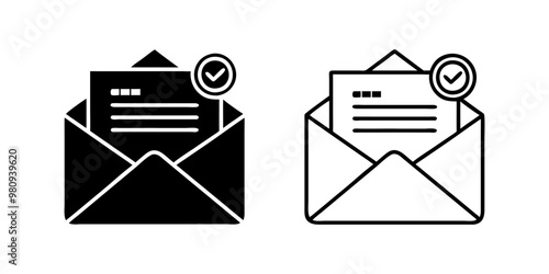 set of Envelope with confirmed document icon