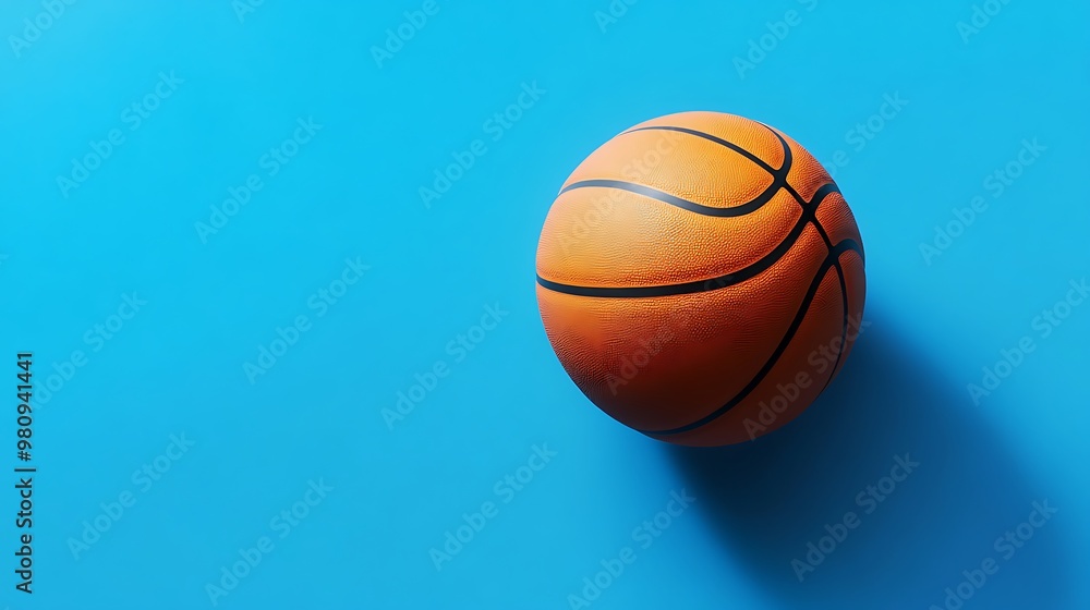 A basketball on a blue background, emphasizing sports and leisure activities. A basketball on a blue background, emphasizing sports and leisure activities.