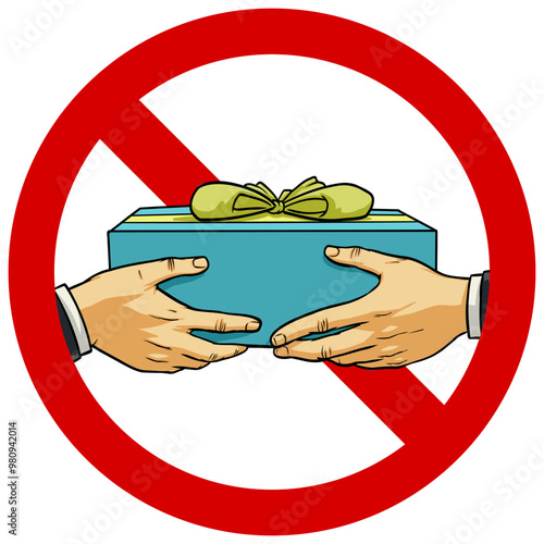 A hand receiving a gift box as a bribery