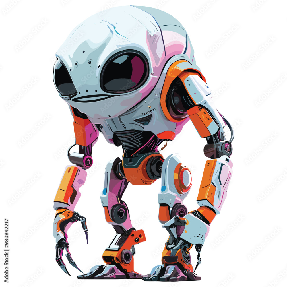 Vector illustration of a scary looking alien robot Vector illustration of a scary looking alien robot