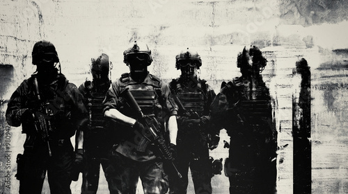 Government special forces squad posing with weapons