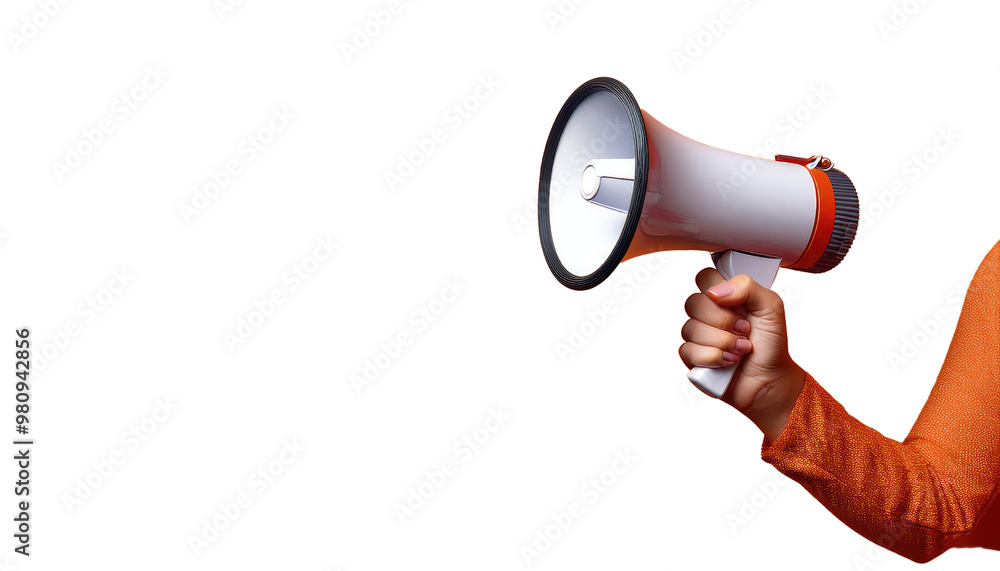 hand with megaphone on white background hand with megaphone on white background