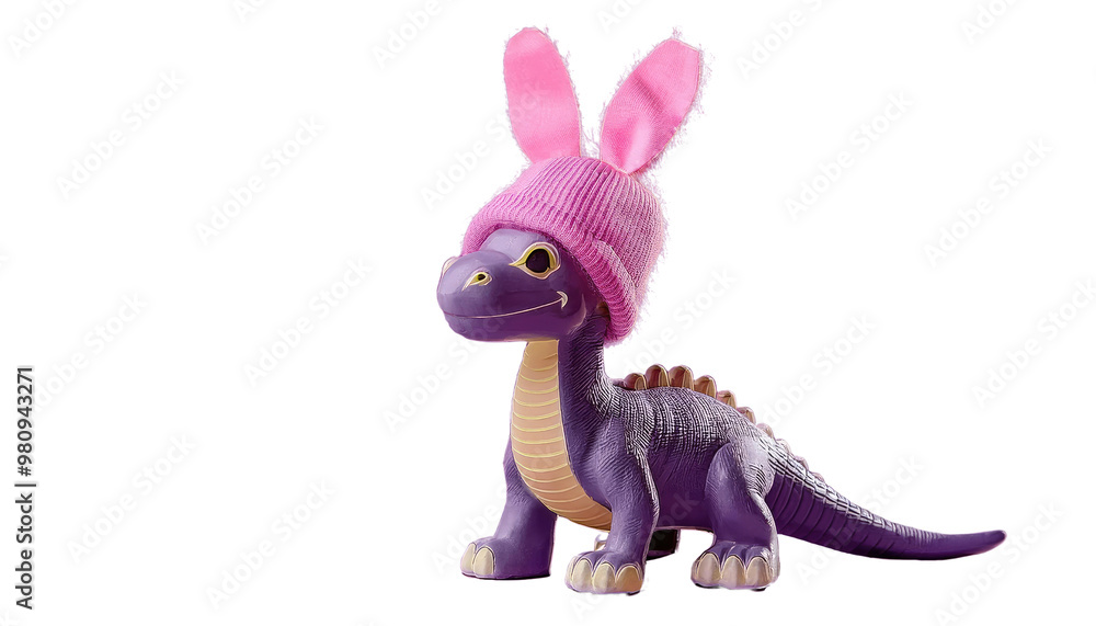 Fototapeta premium pink rabbit toy isolated on white background