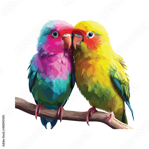 vector illustration of a pair of beautiful lovebirds