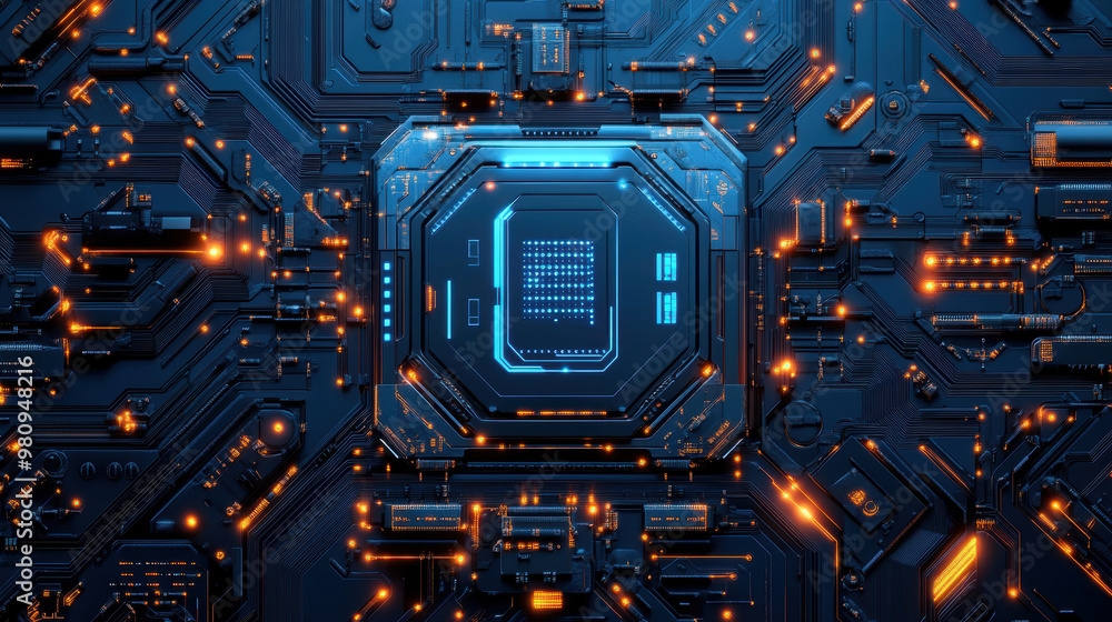 Fototapeta premium Circuit board integrated circuit CPU encryption chip