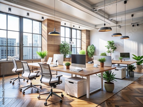 Wallpaper Mural Modern office with sleek, ergonomic chairs and desks, surrounded by whiteboards and minimalist decor, showcasing Torontodigital.ca