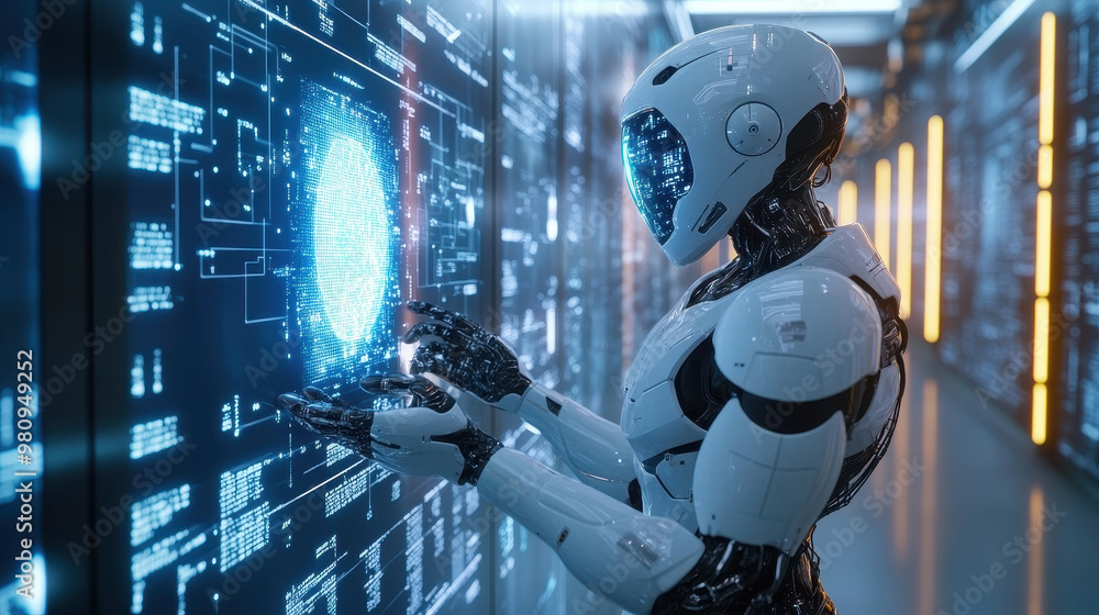 Artificial intelligence robot big data network technology background abstract digital art illustration Artificial intelligence robot big data network technology background abstract digital art illustration