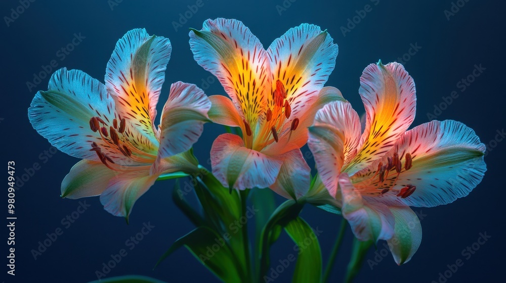 Vibrant Alstroemeria Flowers with Ethereal Glow Vibrant Alstroemeria Flowers with Ethereal Glow