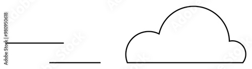 A black outlined cloud on a white background with clean lines. Ideal for weather apps, nature-themed projects, childrens books, educational material, and graphic design. Simple, modern design.