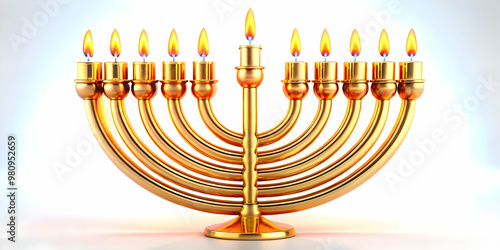 3D Glowing Abstract Menorah with Vibrant Candles | Festive Digital Art for Hanukkah Celebrations | Spiritual Atmosphere in Vivid Colors | Wide Angle Focused Icon