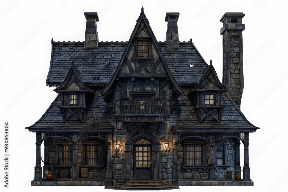 spooky dark halloween house isolated on white background, png, cut-out, clipping path spooky dark halloween house isolated on white background, png, cut-out, clipping path