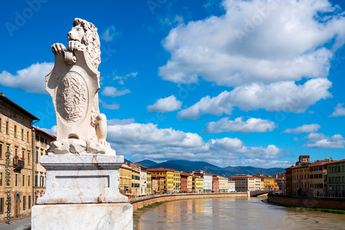 Lion Statue with Coat of Arms photo