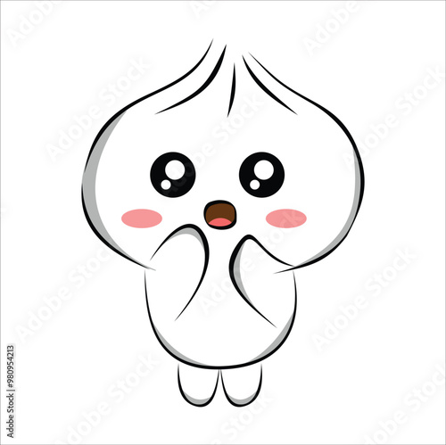 cute cartoon steamed bun illustration line art