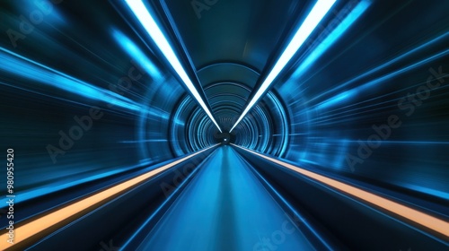 Speed Through a Futuristic Tunnel