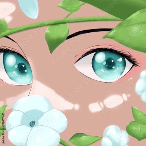 eyes with leaves