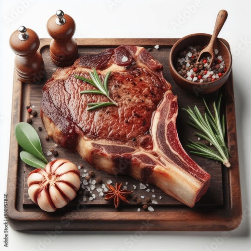 Dry Aged Barbecue Porterhouse Steak isolated on white background