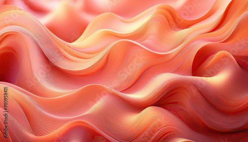 Peach Fuzz color of the year 2024 abstract waves background. New 2024 trending Peach Fuzz color. Colour trend palette