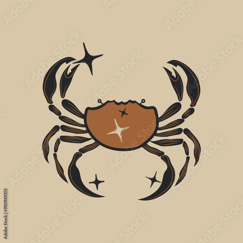 Cancer zodiac sign. Horoscope. Modern magic Astrological symbol