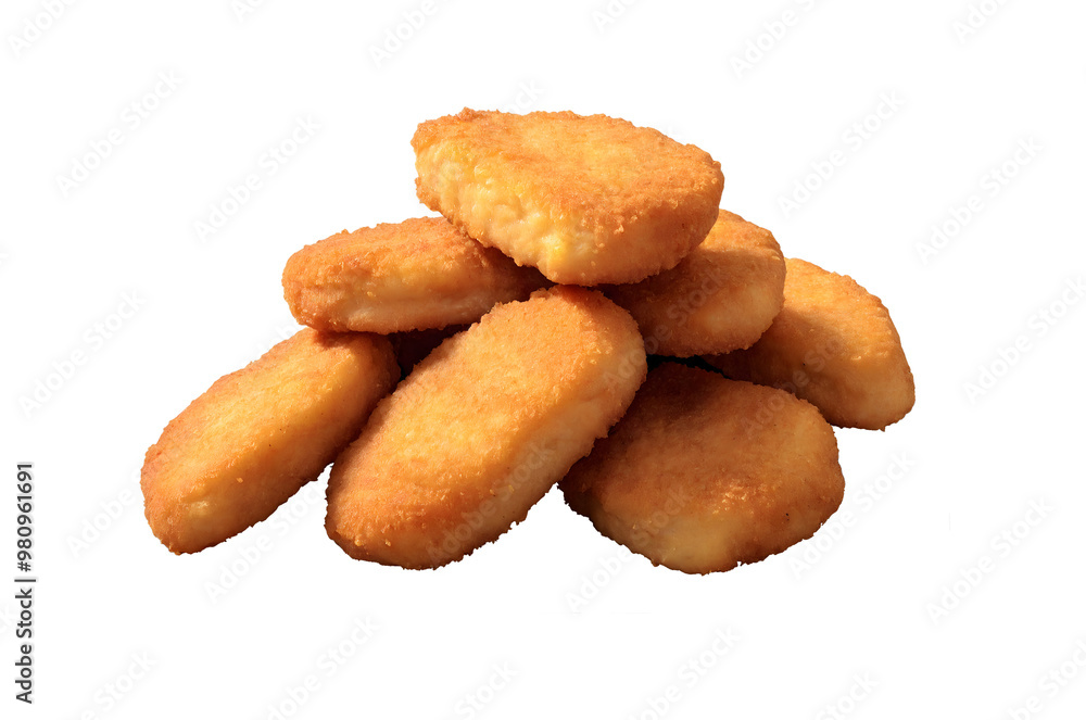 Golden Chicken Nuggets Isolated on Transparent Background. Golden Chicken Nuggets Isolated on Transparent Background.